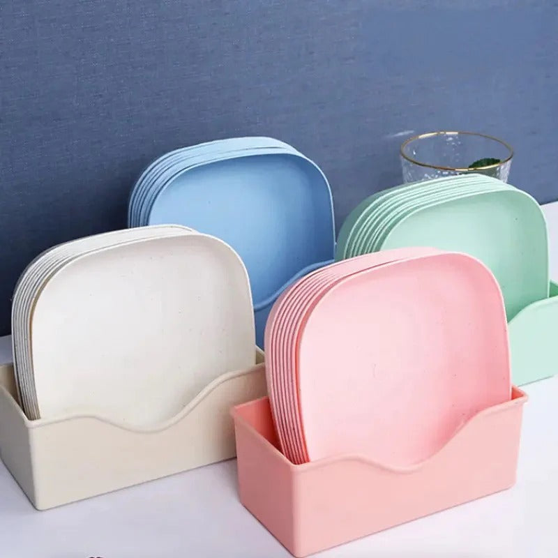 Plastic Plate Set Pakistan - Pack of 10 Split Bone Dish with Holder | COD